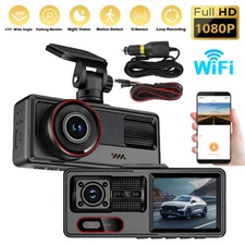 HD 1080P Dual Lens DVR Camera Dash Cam Front/Rear/Inside Video Recorder G-Sensor