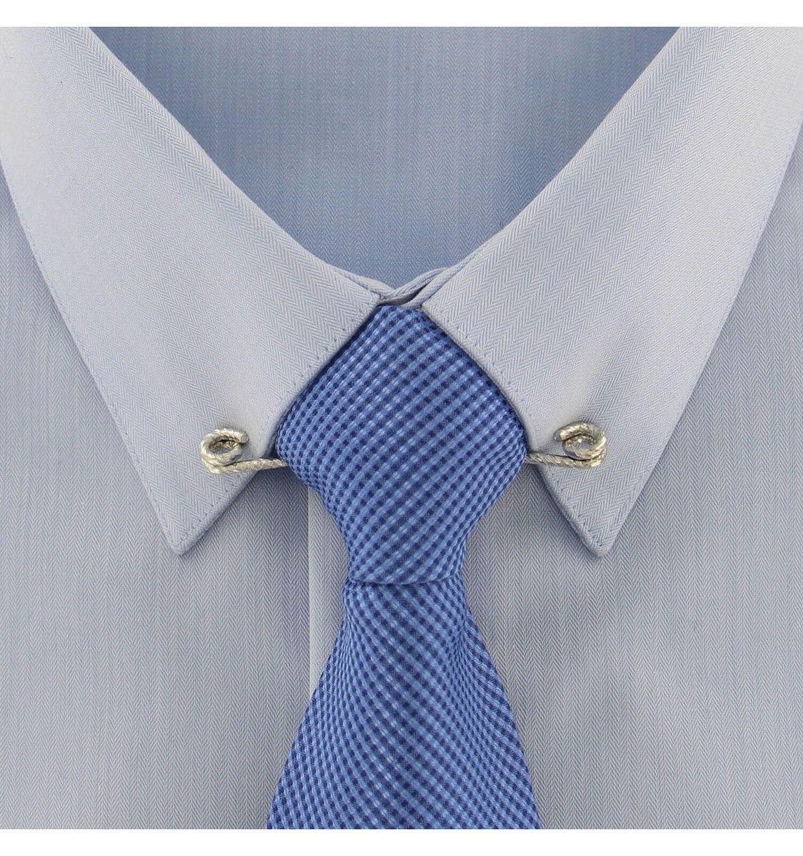 【BAON】Kobani button check collar color matching padding Ky & Co Silver Tone Twisted Bent Wire Mens Collar Bar Clip 2