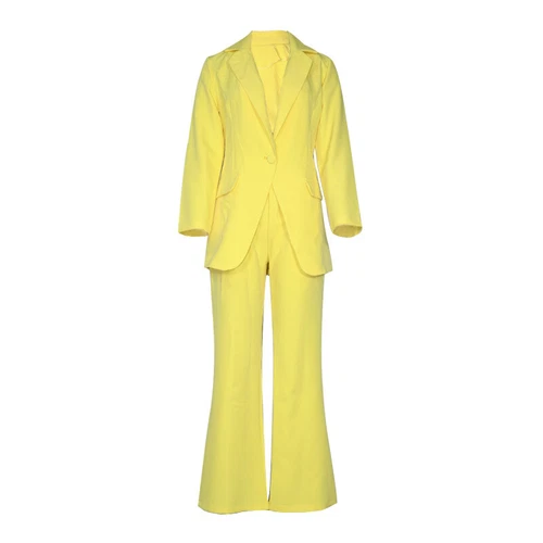 2Pcs Womens Top Formal#Blazer Jacket Suits Lapel Collar One&Button Loose Pants~ - Picture 6 of 25