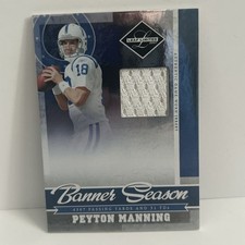🔥Peyton Manning 🔥Leaf Limited Banner Season Game Used Patch BS-8 85/100
