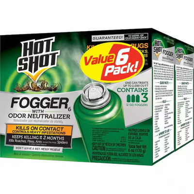 Hot Shot Fogger with Odor Neutralizer, Kills Roaches & Ants, 3 Count, 2-Pack
