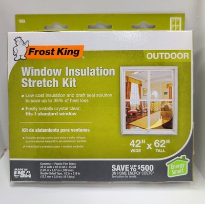 Frost King Window Outdoor Insulation Stretch Kit 42'' Wide x 62'' Tall V93 New