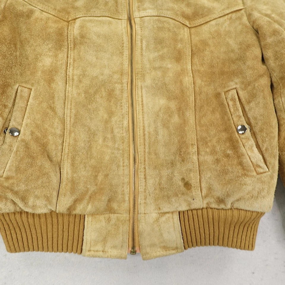 Chaqueta Challenger De Colección Para Hombres 38 Cuero Gamuza Tostado Forrado Sherpa Abrigo de Piloto Años 70 Foto 3 de 4