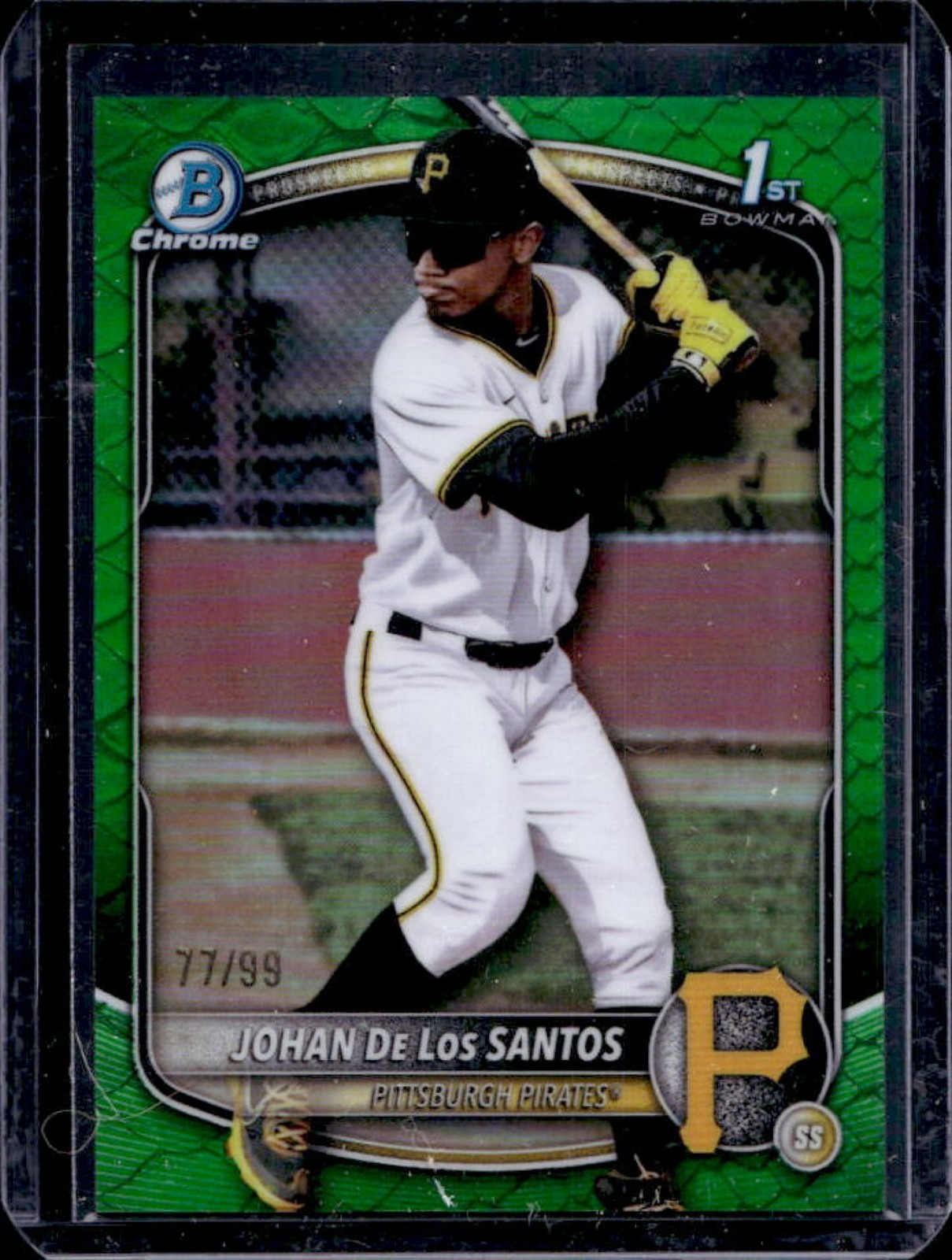2025 Bowman Chrome Johan De Los Santos Reptilian Green Refractor 1st #77/99