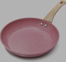 24cm Pink Non Stick Frying Pan Induction Ready Granite Coating PFOA-Free