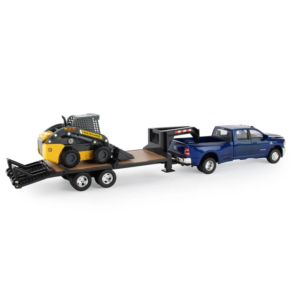 Tomy 1/32 Ram 3500 Dually Quad Cab w/Lowboy & New Holland L230 Skid Steer 47269 - Image 2 of 4