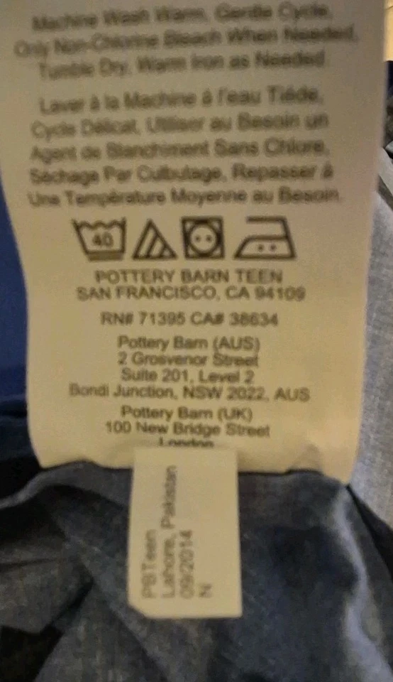 Funda nórdica Pottery Barn Teen 100 % algodón KING azul marino y azul claro rayas anchas de 4" Foto 4 de 4