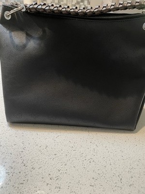 Louis Vuitton Black Pebbled Shoulder Bag Zip Top Silver Hardware Logo Charm