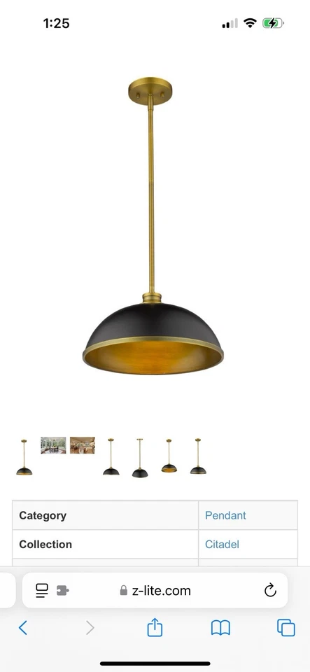 Z-Lite Citadel 14” Pendant, MATTE BLACK / COPPER BRONZE 1930P-MB+CB - Image 3 of 4