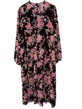 You + All High neck Long Sleeve Floral Tiered Maxi Dress Lined Sz 22 