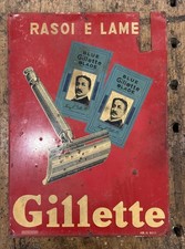 Insegna Targa Gillette Lamierino Originale Vintage Design Modernariato Rare