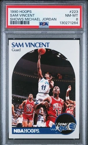 1990-91 NBA HOOPS Sam Vincent #223 Michael Jordan PSA 8