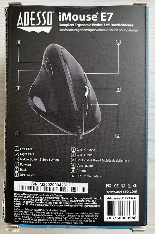 Adesso Imouse E7 - Ergonomic Mouse for Left Hand, with Cable, Programmable - Image 3 of 4