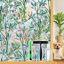 Rainbow Privacy Film with Cutting Line, 3D Decals Stained Glass Window Clings...