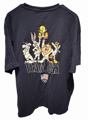 Looney Tunes Team USA Shirt Mens 2XL Navy Olympic Rings Graphic Tee Cartoon