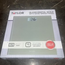 TAYLOR Glass Digital Bathroom Scale Sage Green 350 Lbs Tempered Glass Platform