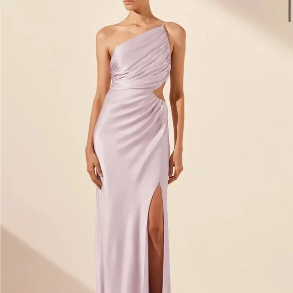 Shona Joy La Lune Asymmetrical Gathered Maxi Dress - Lilac - size 8
