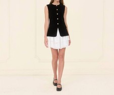 Moon River Velvet Sleeveless Mini Dress With Trim Skirt Size S