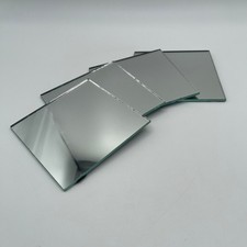 Set of 4 Square Mirror Coasters 4x4 Inch Reflective Glass Tiles with Felt Feet