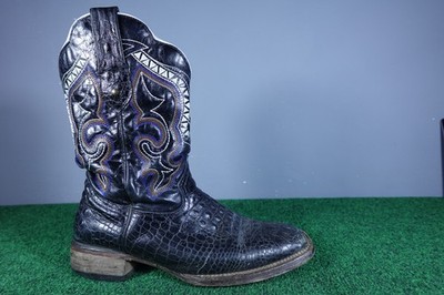 Dalton Square Toe Cowboy Boots Caiman print Mens 10.5