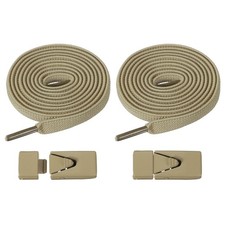 No Tie Shoelaces with 2 Metal Triangle Buckle Clips, 1Pair  Khaki