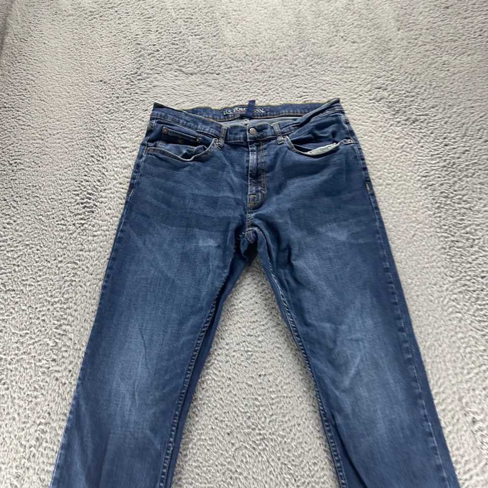 U.S. Polo Assn. Jeans Mens 36x32 Blue Dark Wash Cotton Stretch Slim Straight Fit - Image 2 of 4