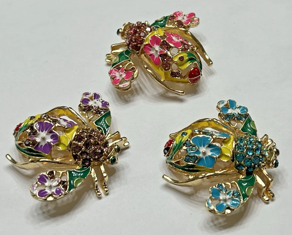 Broche prendedor broche cristal flor abeja vidrio Ladybug insecto margarita lote azul EE. UU. Foto 3 de 4
