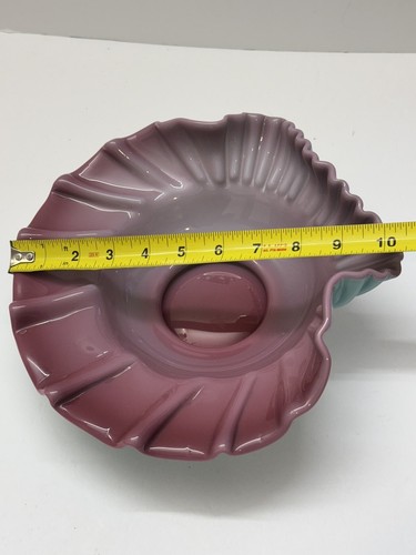 VINTAGE RARE FENTON GLASS 1955 CASED LILAC TURQUOISE PASTEL LILAC Centerpiece - Picture 13 of 14