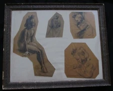 Boudot Lamotte Maurice "4 children's drawings gathered in a large frame