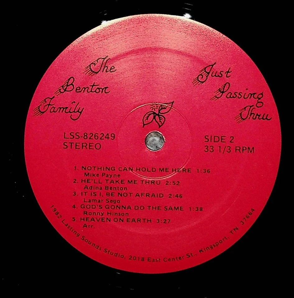 The Benton Family Just Passing Thru 1982 Gospel LP Kingsport TN Lasting Sounds Foto 4 de 4