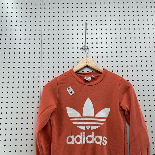 Adidas Original Tre foil Sweatshirt Youth Small Coral Long Sleeve Pullover - Picture 2 of 13
