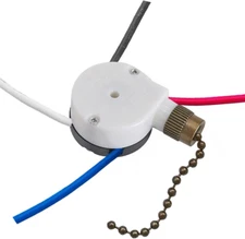 Ceiling Fan Switch Zing Ear Ze-208S E89885 with 4 Pre-Installed Wires 3 Speed 4