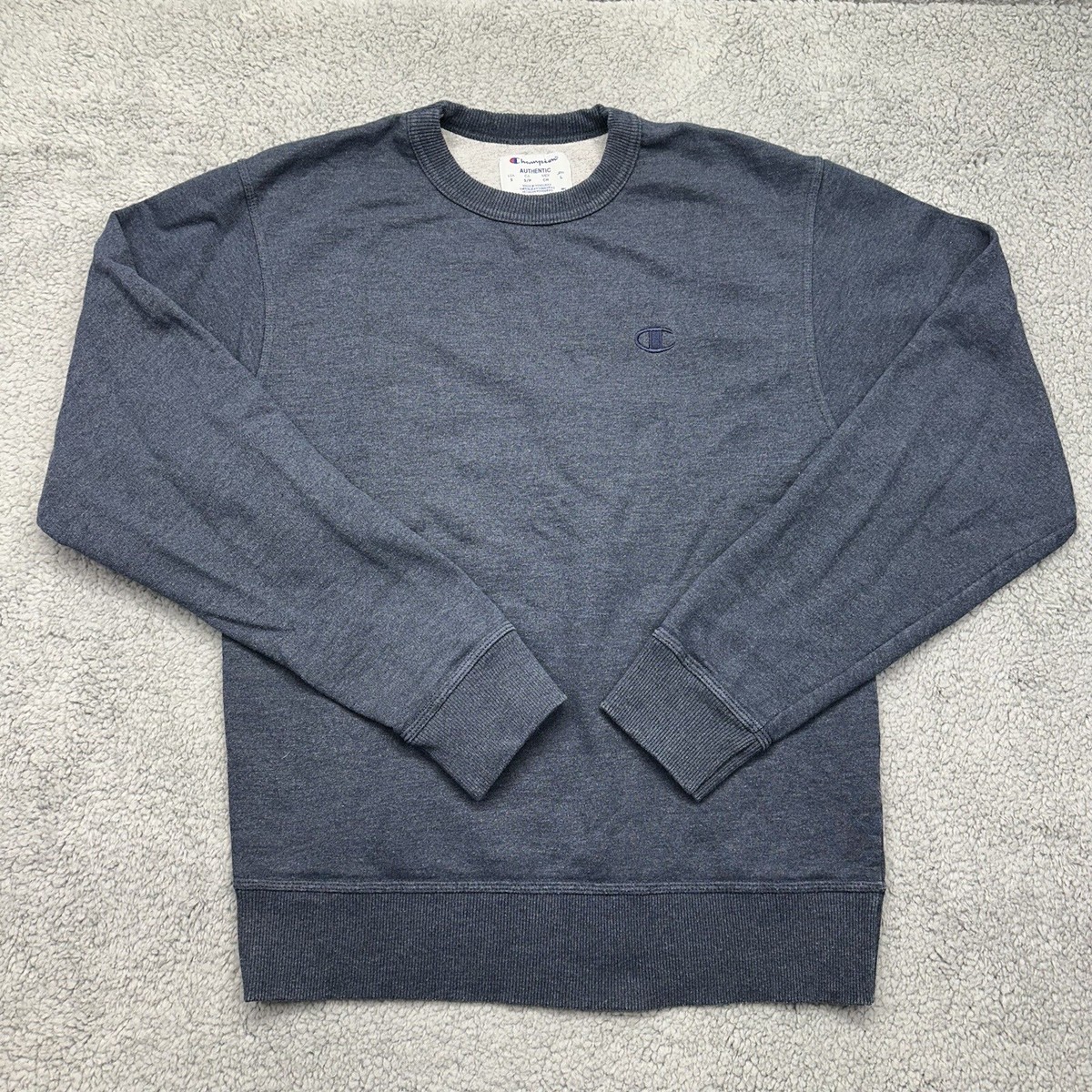 Champion Men's Size Small Navy Heather Fleece Crew Neck Powerblend