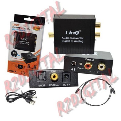 CONVERTITORE AUDIO DIGITALE DA SEGNALE DIGITALE OTTICO AD ANALOGICO RCA L +  R CON INGRESSO PER LE CUFFIE STEREO 3,5mm - ELETTRONICA COMPONENTI