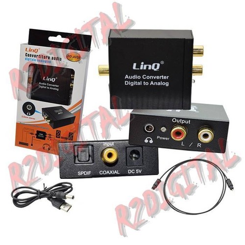 CONVERTITORE AUDIO DIGITALE ANALOGICO OTTICO SPDIF COASSIALE USCITA RCA  CUFFIE | eBay