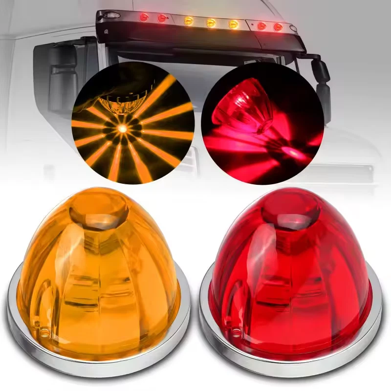 PKW Seitenmarkierungsleuchten LED LKW Anhänger Leuchte rund Kugel Gelb Lampen - Bild 3 von 4