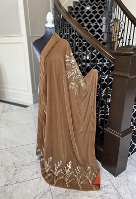 Fine Micro Velvet Shawl With Handwork Gotta,Tilla,& 108x 48 Inchs