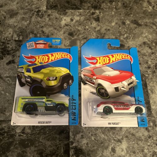 (b27) TREASURE HUNT HW CITY #47 FIRE RESCUE DUTY Green & HW Pursuit #45 (2 Lot)
