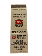 PHILLIPS 66 Matchbook Matchcover - HERSEM'S PHILLIPS SERVICE - SAGINAW, MICHIGAN