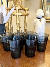 Libbey Gibraltar Dusky Blue Set Of 6 Flat Iced Tea Glass Tumblers 5”t