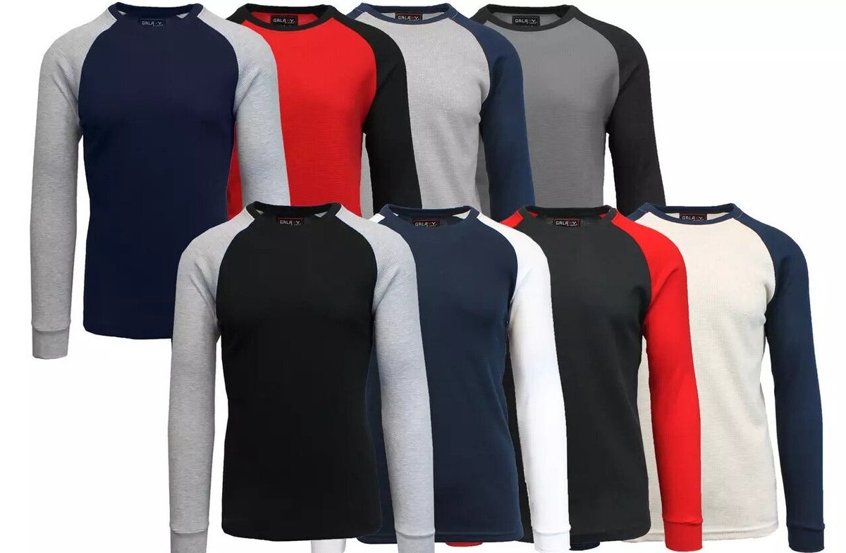 Men's Long Sleeve Waffle-Knit Raglan Thermal Shirts ( Size S-5XL