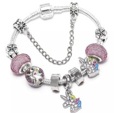 Silver Toned Unicorn Charm Bracelet European Clasp 20cm USA SELLER