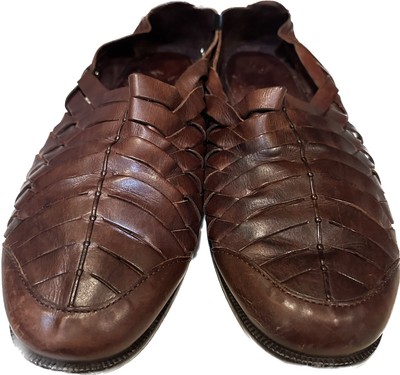 VTG COLE HAHN MENS CASUAL BROWN LEATHER FISHERMAN HARACHE  display picture 3