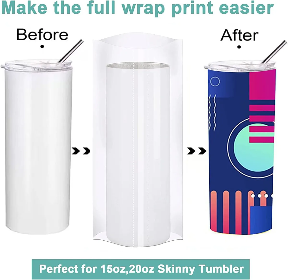 10 pack Sublimation Shrink Wrap for 20 oz. Skinny tumblers and mugs
