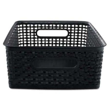 Advantus Weave Bins, 13 7/8 x 10 1/2 x 4 3/4, Plastic, Black, 2 Bins