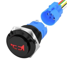 DaierTek 12V 16MM Waterproof Horn Switch, Red LED Stainless Steel Push Button