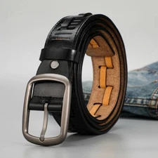 New Genuine Leather Belt Men Women Belt Buckle Waist Strap for Jeans Waistband