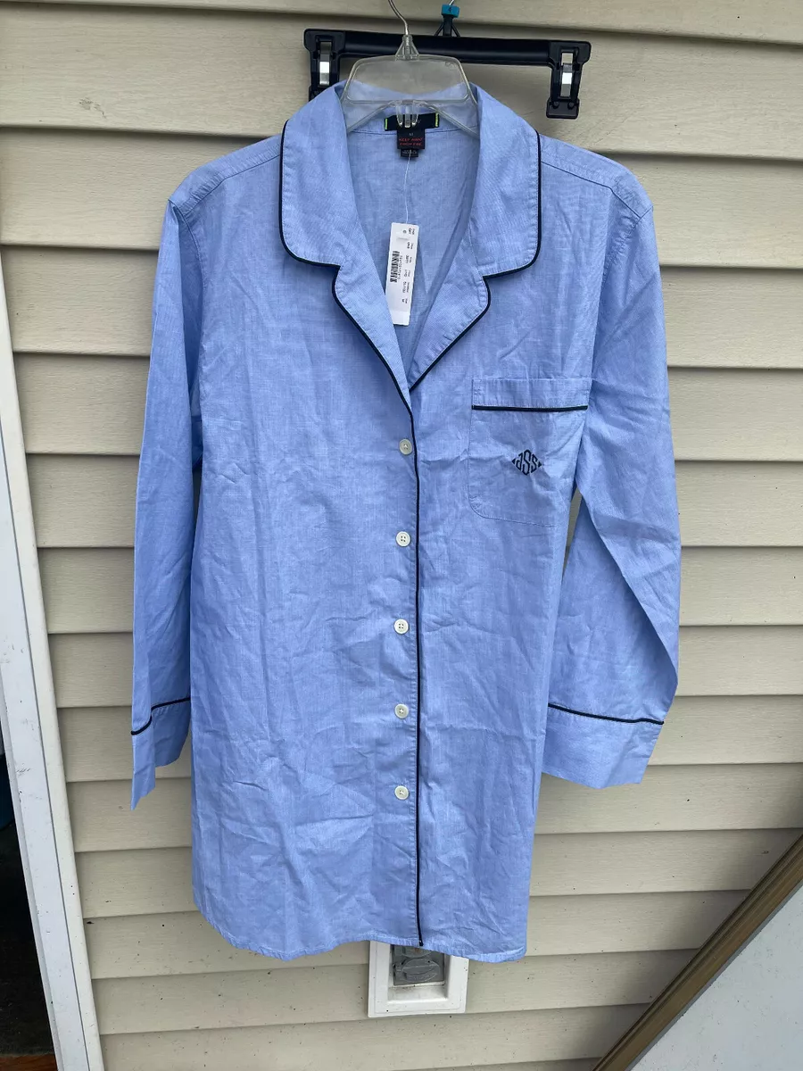 J. Crew blue Nightshirt 100% Cotton M Pajama Sleep Shirt