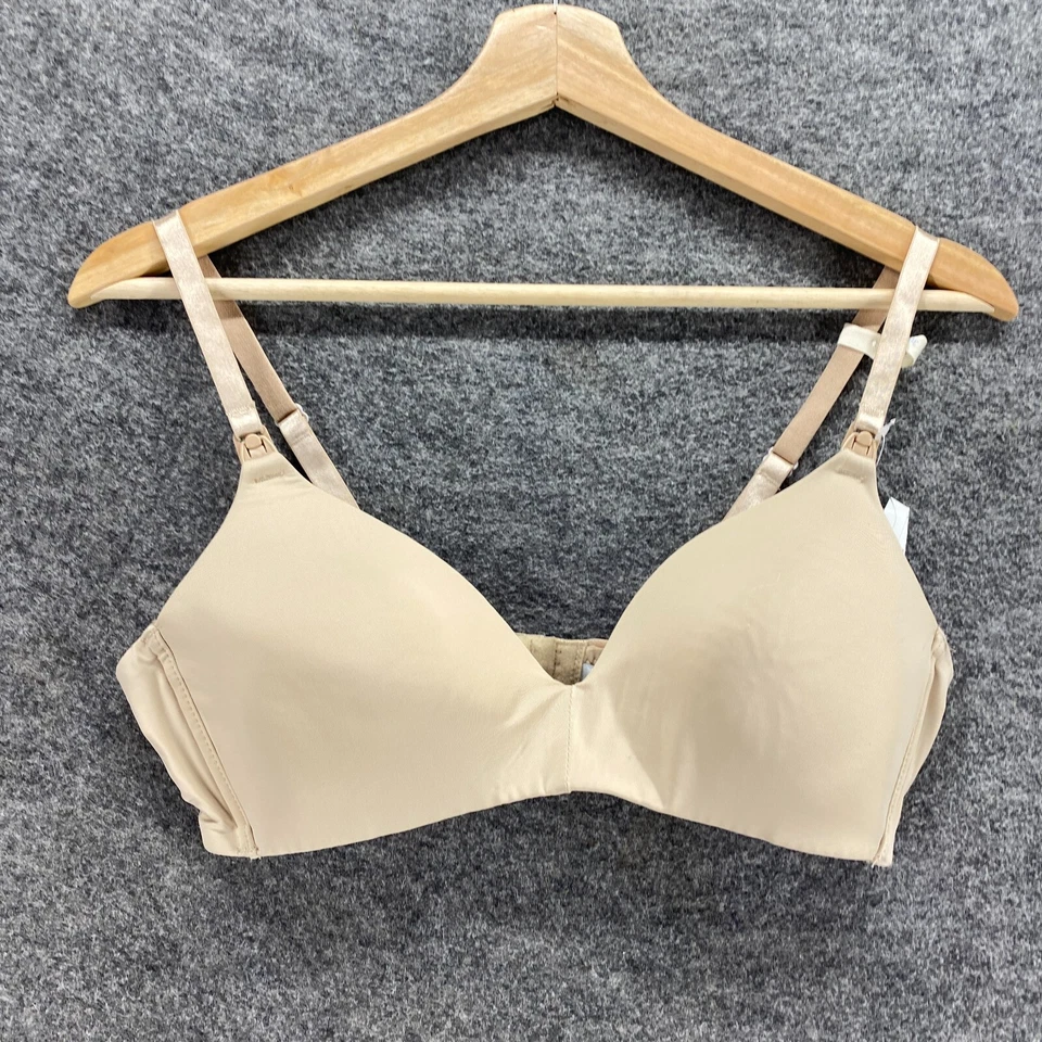 New Motherhood Bralette Bra Women 36B Beige Push Up Opaque Wireless Hook & Eye - Image 4 of 4
