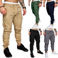 Men Loose Pants Causal Elastic-Tie Ankle Banded Soft Pants Workout Sports Wear ♡